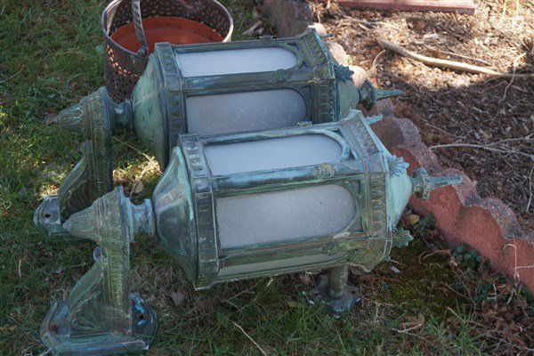 A Pair of Victorian Bronze Exterior Light Fixtures (1 of 4)