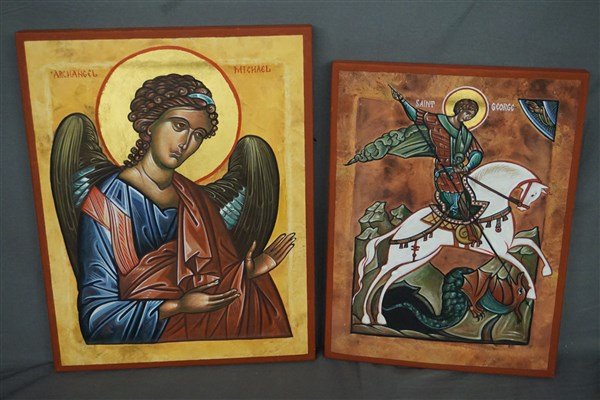 Two (2) Religious Icons, St. George, ArchAngel Michael (1 of 4)