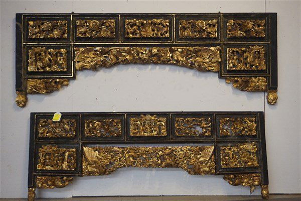 19th C.  Chinese Carved Giltwood Arched Panels (1 of 10)