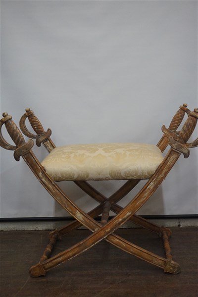 Regency Style Carved Cross Swords Bench (1 of 5)