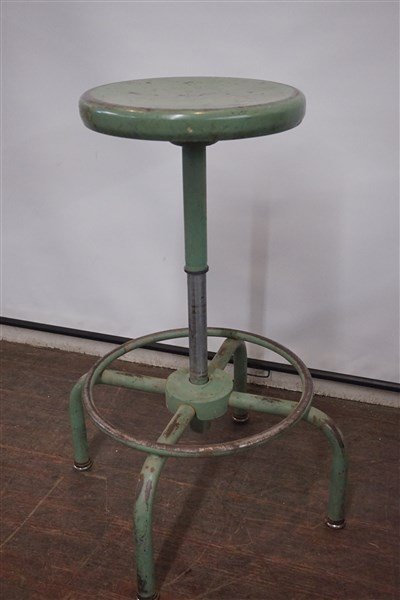 Green Painted Metal Industrial Shop Stool (1 of 3)