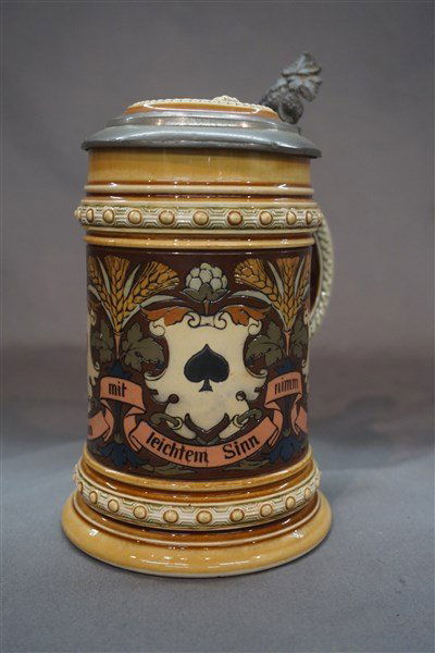 Mettlach # 1395 Suites of Playing Cards German Stein (1 of 4)