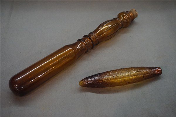 Two (2)  Glass Candy Containers, Cigar and Billy Club (1 of 4)