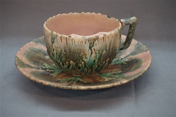 Etruscan Majolica Mustache Cup & Saucer (1 of 3)