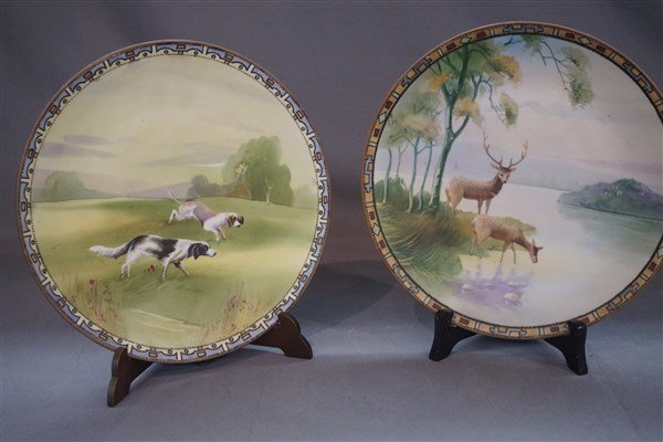 Two (2) 10" Nippon Hand Painted Scenic Plates (1 of 4)