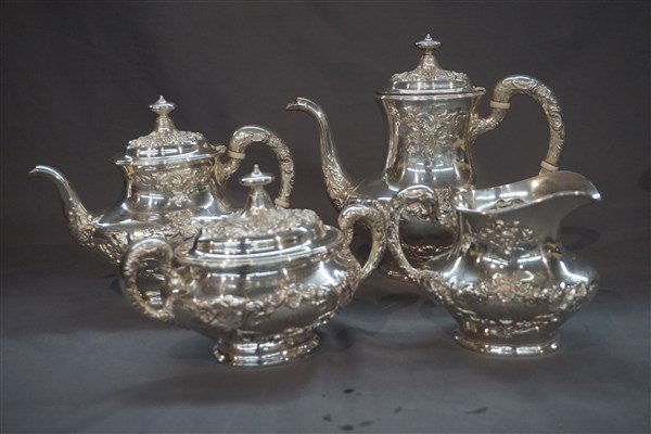 Gorham Floral Repousse Sterling Silver Tea Set (1 of 2)