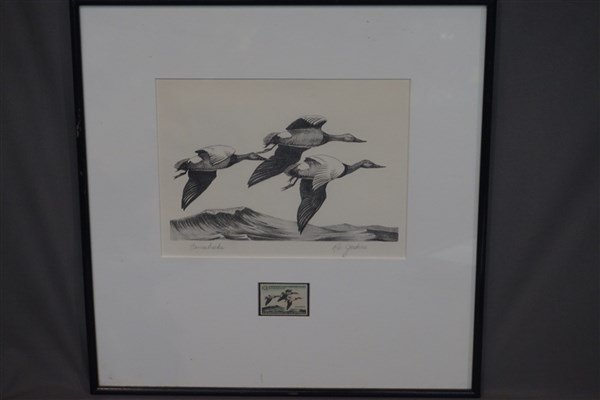 1965 Ron Jenkins Federal Duck Stamp Print and Stamp (1 of 3)
