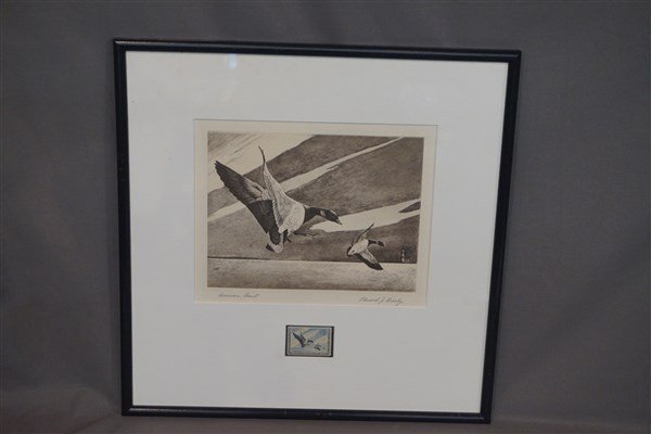 1963 Edward Bierly Federal Duck Stamp Print and Stamp (1 of 4)