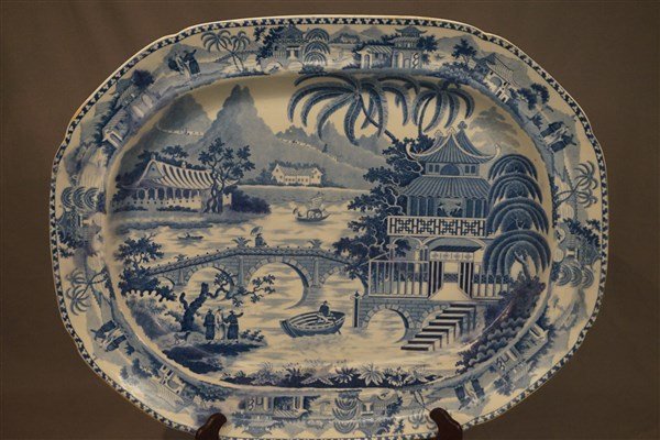 19th C. Blue Willow Soft Paste Porcelain Platter (1 of 8)