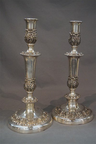 19th c. Highly Ornate Silver Plated Candlesticks (1 of 5)