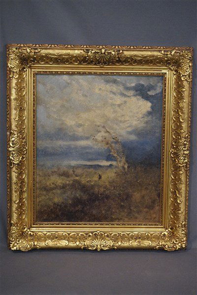 George Inness Jr. (American, 1854-1926) March Wind: Titled: March WindArtist: George Inness Jr. (American, 1854-1926)Signed: Inness Jr. Medium: Oil on canvas boardHoused in original giltwood frame. Dimensions: 13 1/2" X 16" Inv. 21