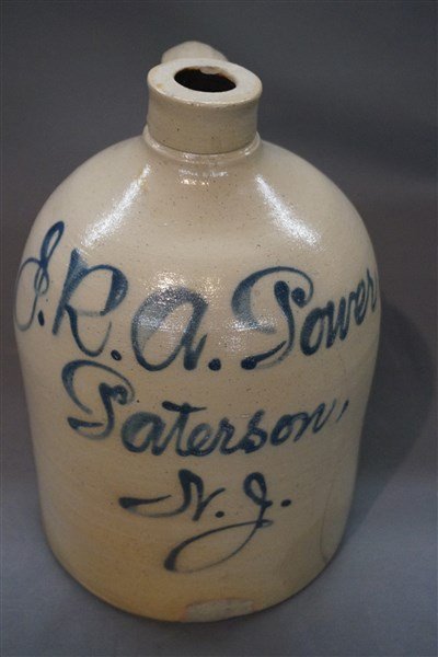 Patterson, NJ Blue Decorated Stoneware Jug (1 of 4)