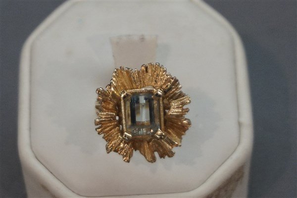 14k Estate Aquamarine Modernist Design Ring (1 of 3)