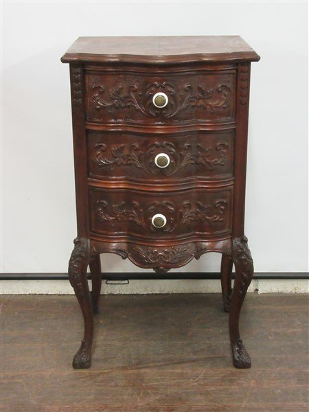 Mahogany Three (3) Drawer Carved Chest (1 of 4)