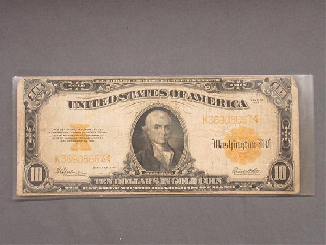 1922 U.S. $10 Gold Certificate (1 of 2)