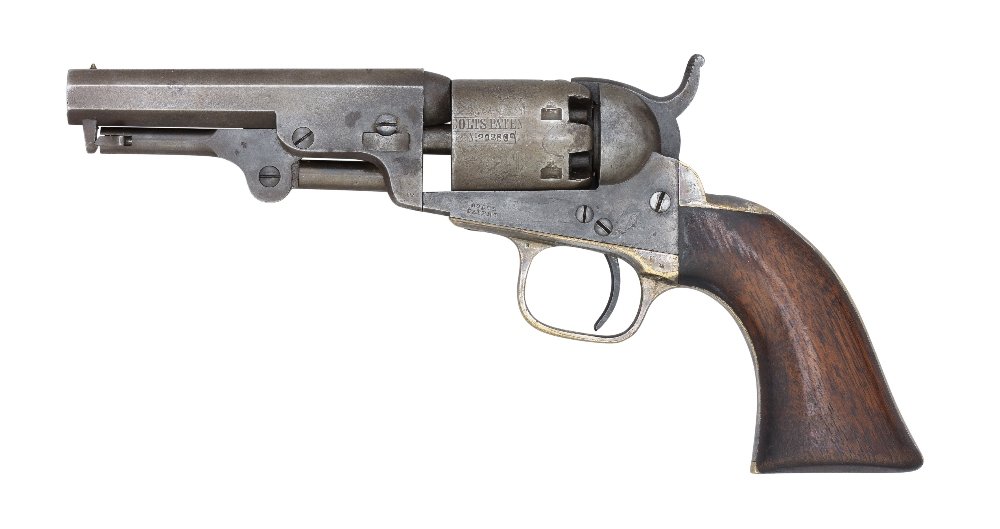 THE .31 CALIBRE COLT MODEL 1849 POCKET REVOLVER OF: THE .31 CALIBRE COLT MODEL 1849 POCKET REVOLVER OF ROBERT S. HAMILTON, NO. 202639 FOR 1863 of standard production specifications, with sighted barrel with two line Hartford address, engraved cylinder,
