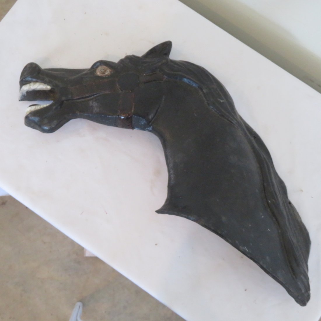 Cast iron horse wall plague: Cast iron horse wall plague, 12" x 21"