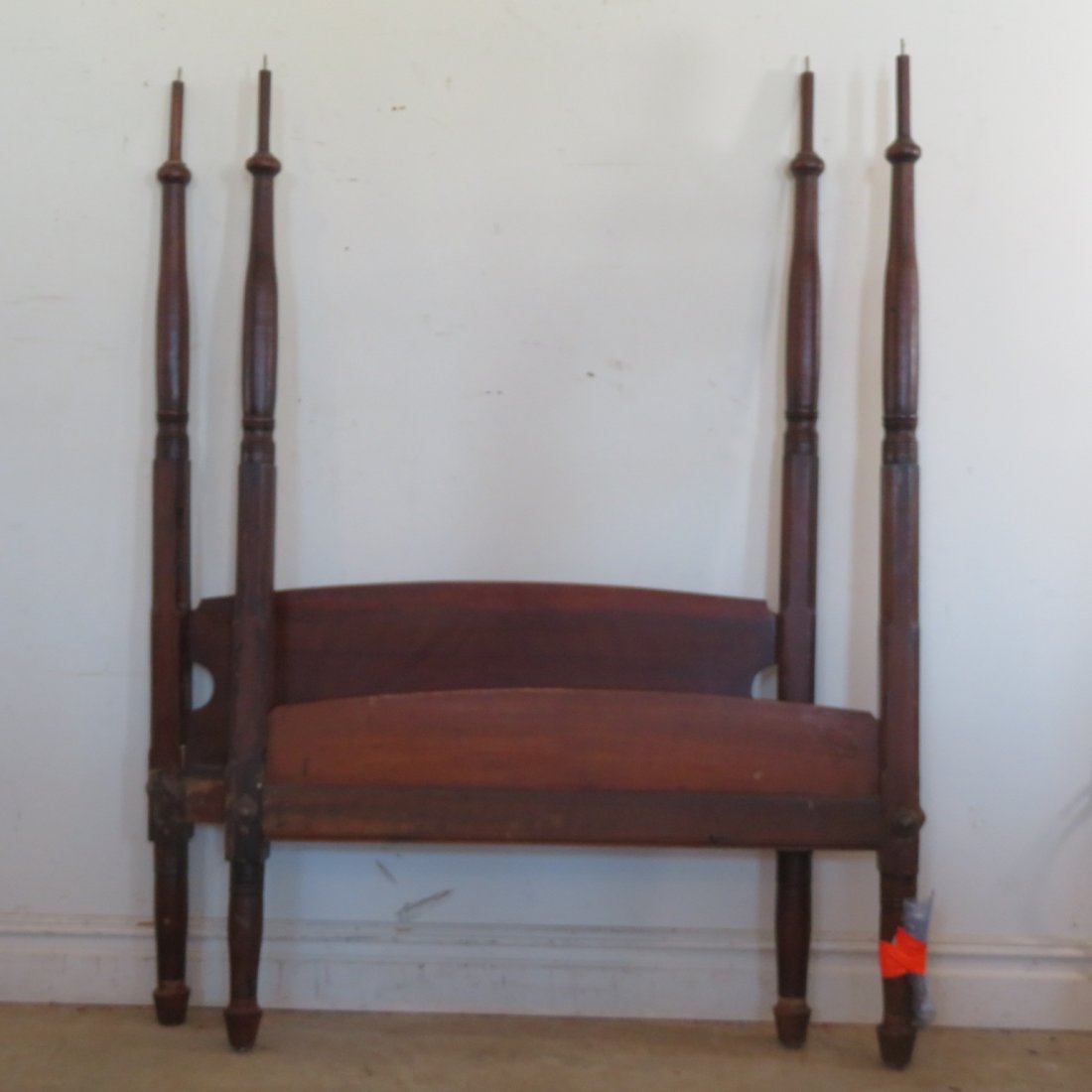 Cherry 4 poster rope bed: Cherry 4 poster rope bed with extended rails, 3/4 size, 75" x 49"