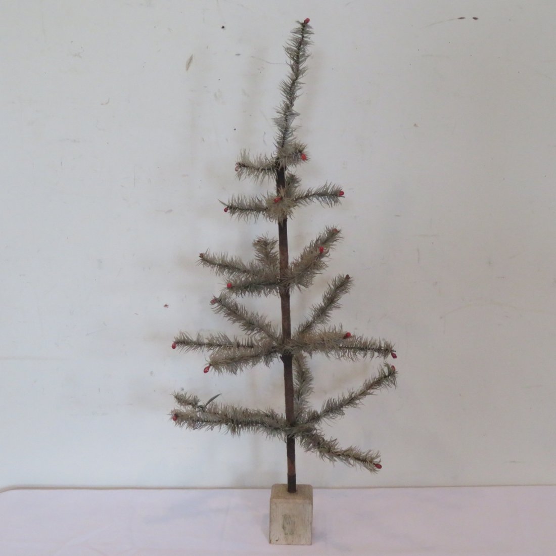 32" tall feather tree with wood base (1 of 4)