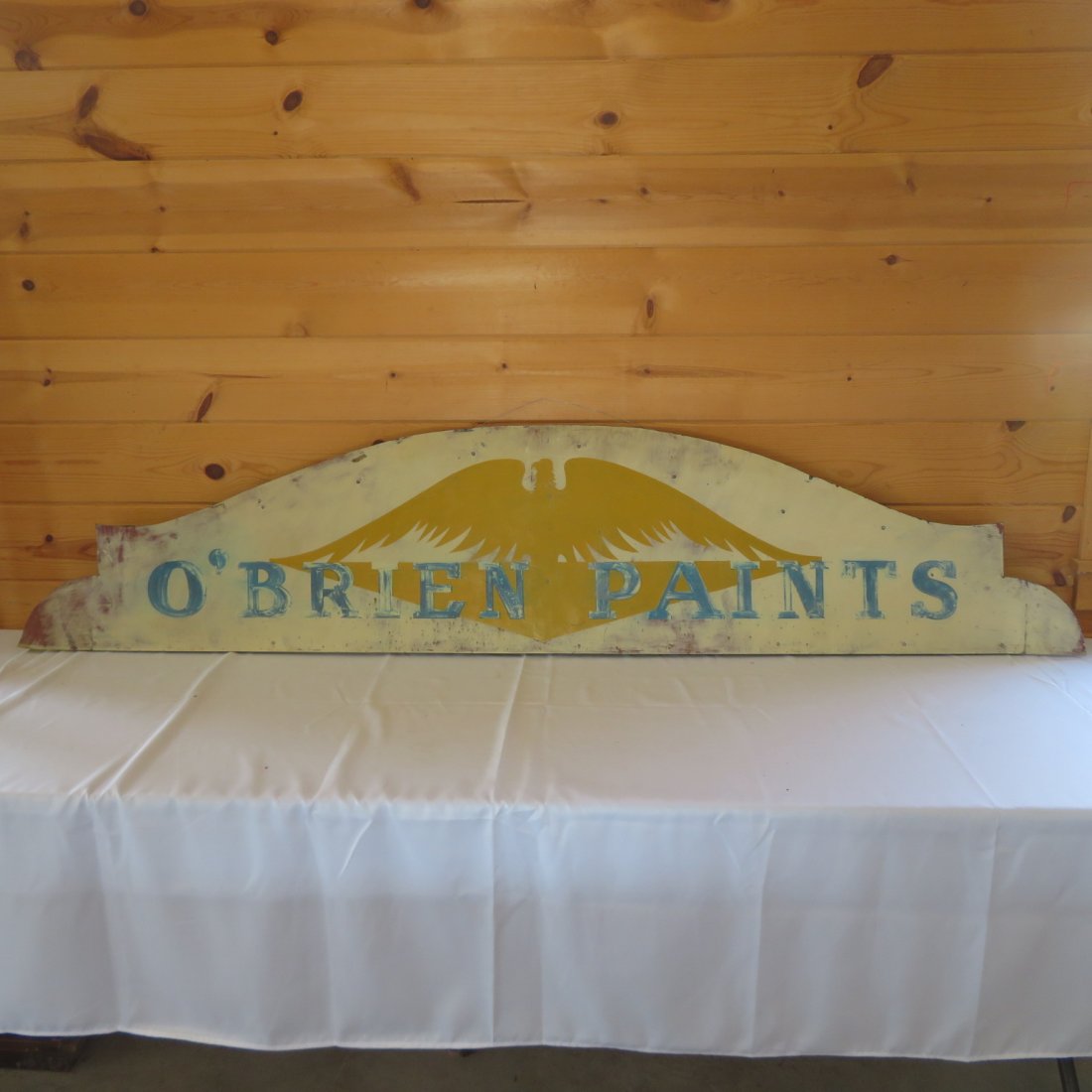 Tin O'Brien Paints advertising sign w/ eagle (1 of 5)