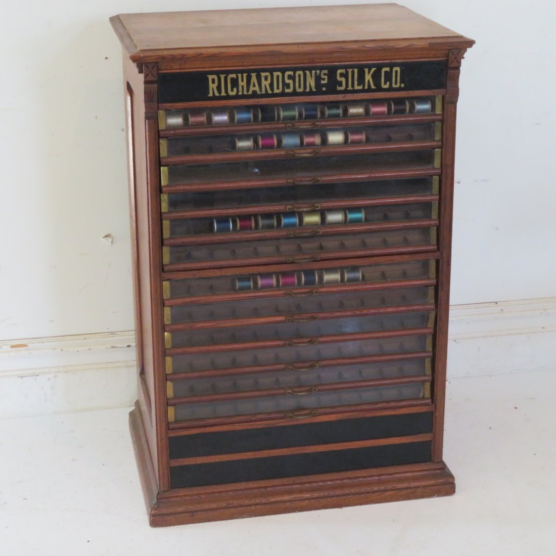 Oak Richardson's Silk Co. spool cabinet (1 of 5)