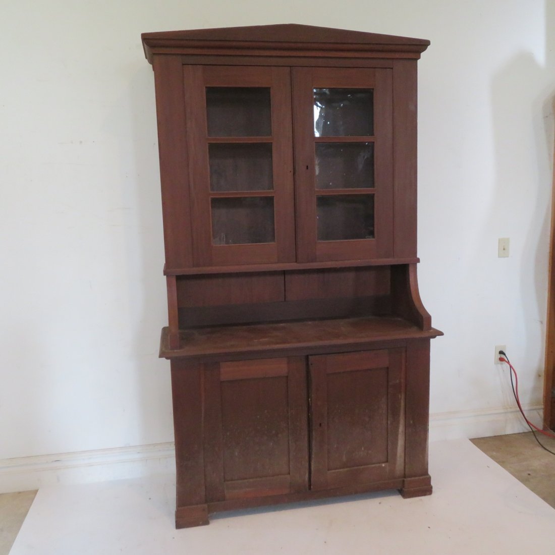 Poplar 2 pc step back cupboard in old natural finish (1 of 9)