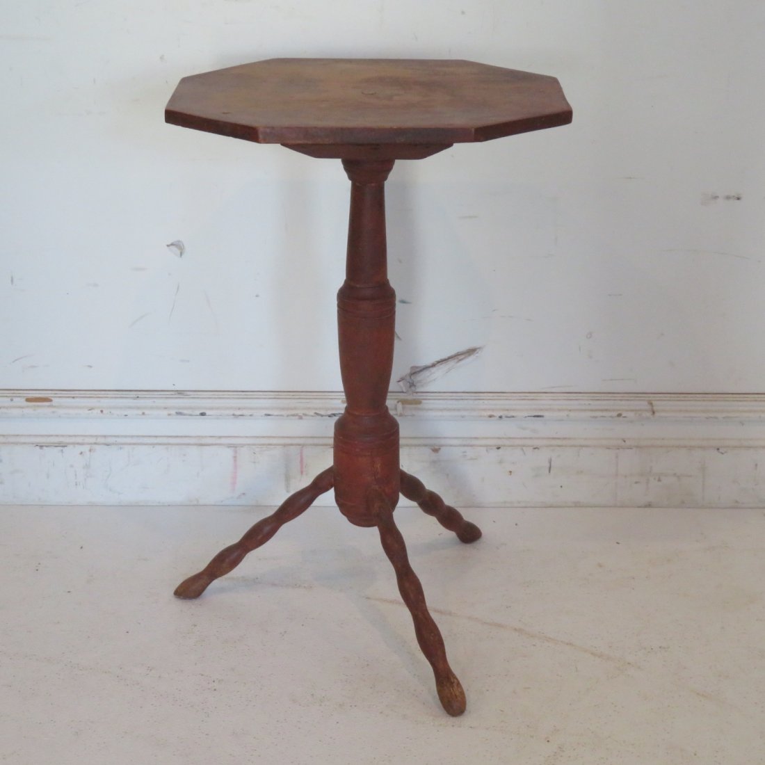 Early candle stand in old red paint (1 of 5)