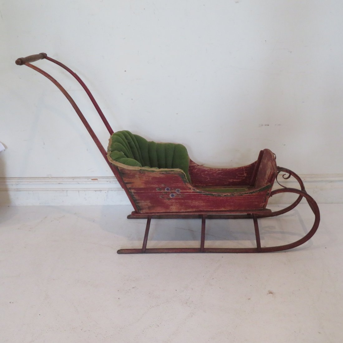 Late 19th century childs push sleigh (1 of 8)