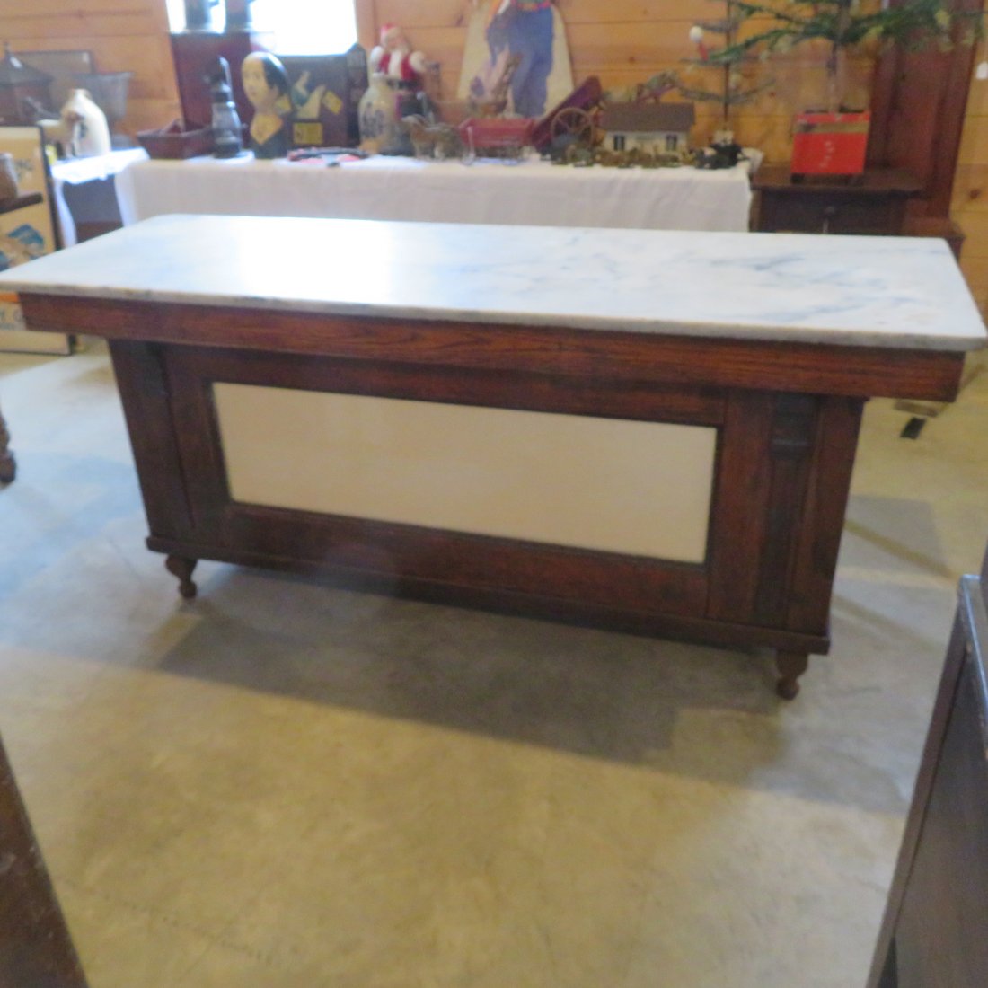 Oak marble top candy store counter (1 of 7)
