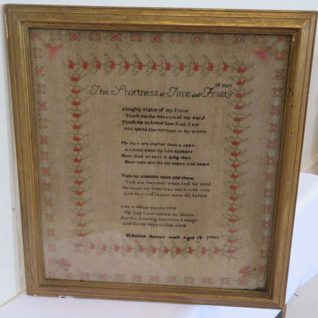 Schoolgirl hand stitched sampler (1 of 4)