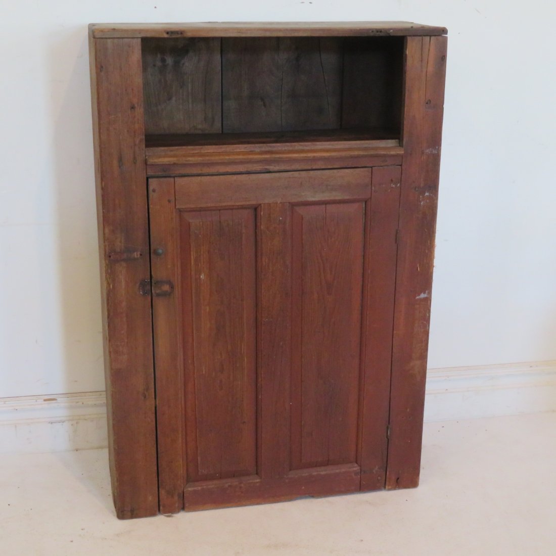18th century small pine flat wall cupboard (1 of 7)