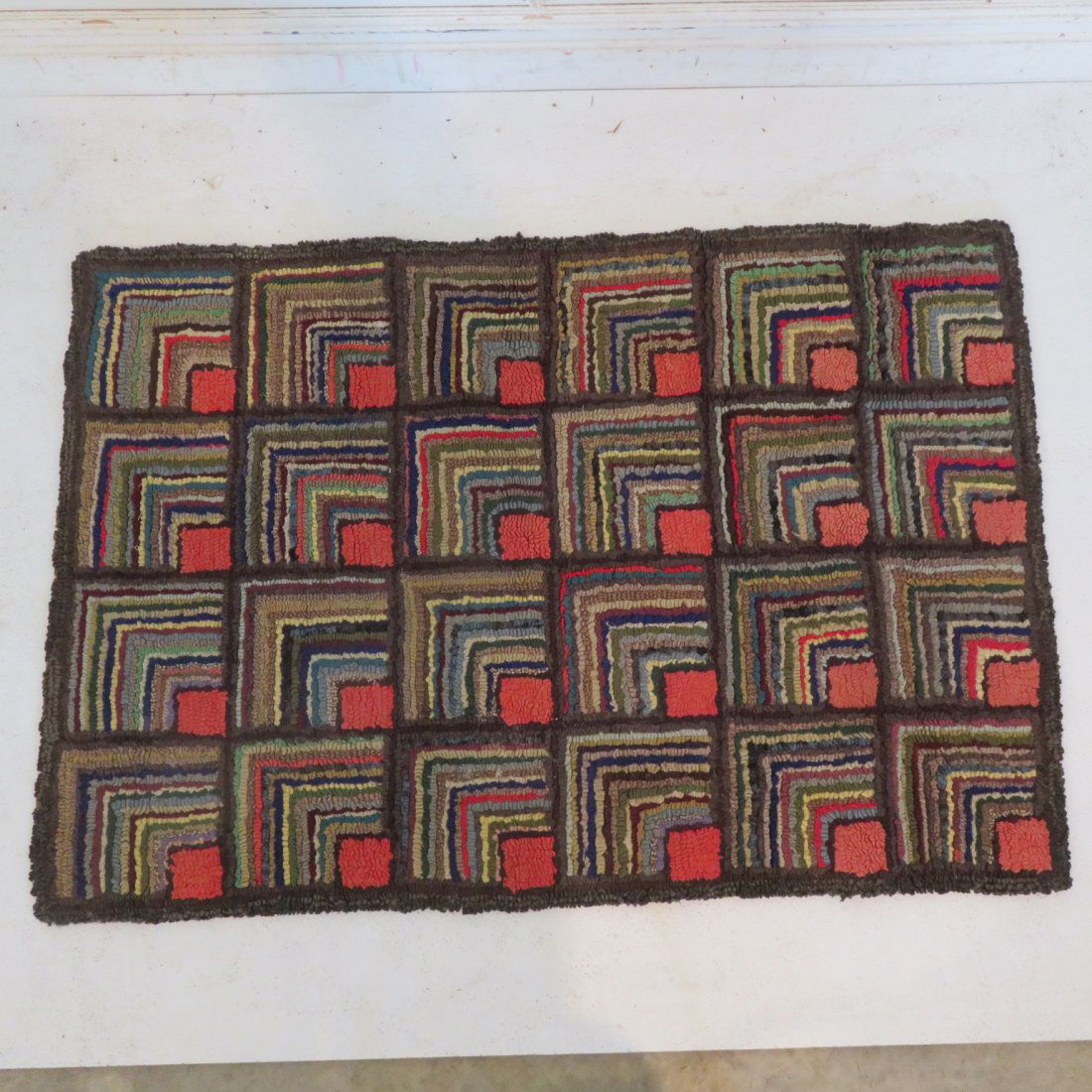 Log cabin variant hooked rug (1 of 2)