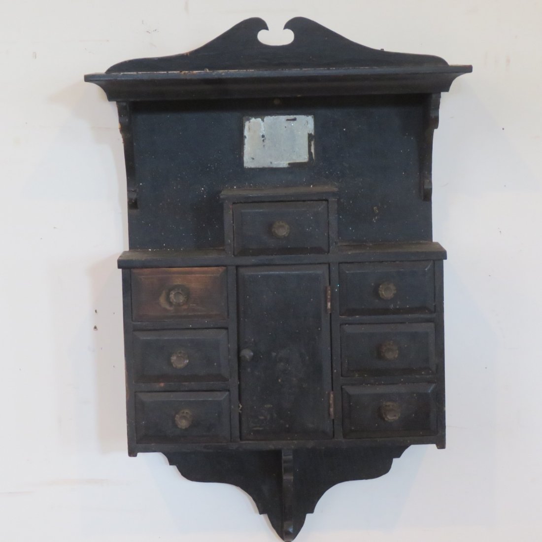 Hanging pine spice chest in black paint (1 of 5)