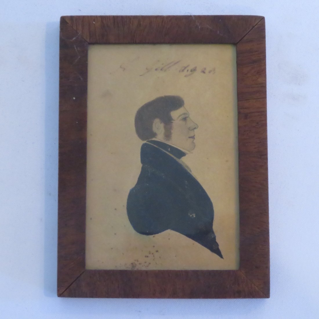 Early watercolor of a gentleman in dark blue coat (1 of 4)