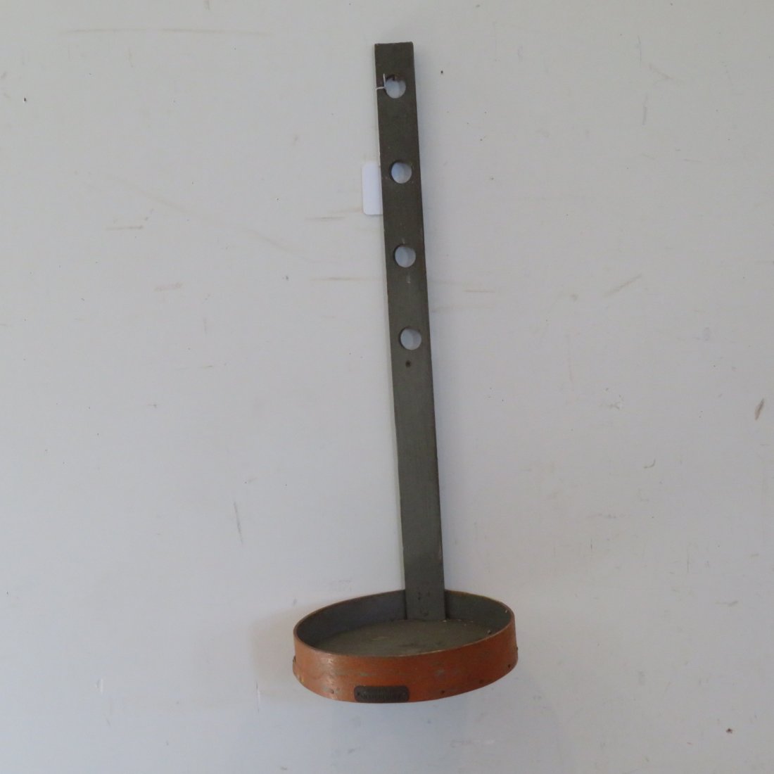 Shaker hanging candle stand: Shaker hanging candle stand, in old green and orange paint, came from Shakertown Inn in Harrodsburg, KY, Ex. Clark Garrett, 29"H x 10.5"D