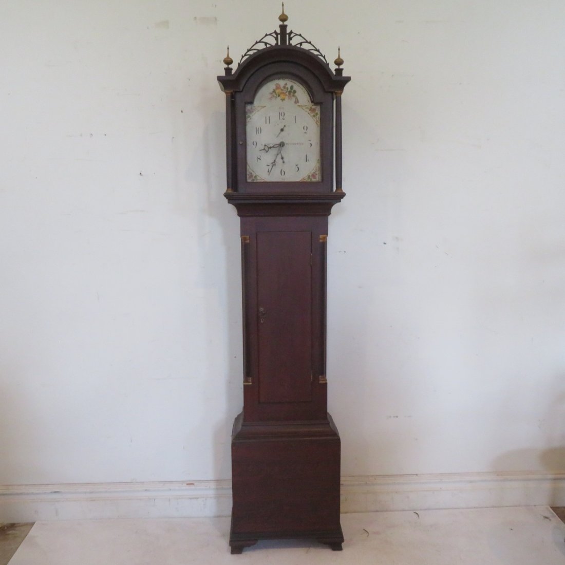 New England pine tall case clock with 30 hour (1 of 6)