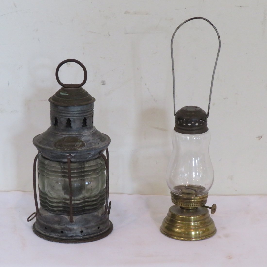 Brass skating lantern and small marine lantern (1 of 7)
