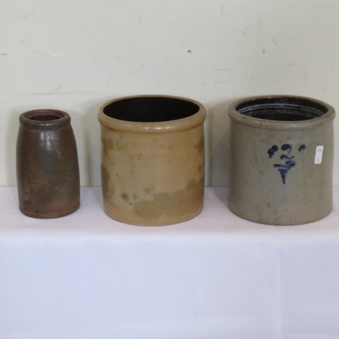 3 stoneware items, wax sealer and two 2 gal jars (1 of 5)