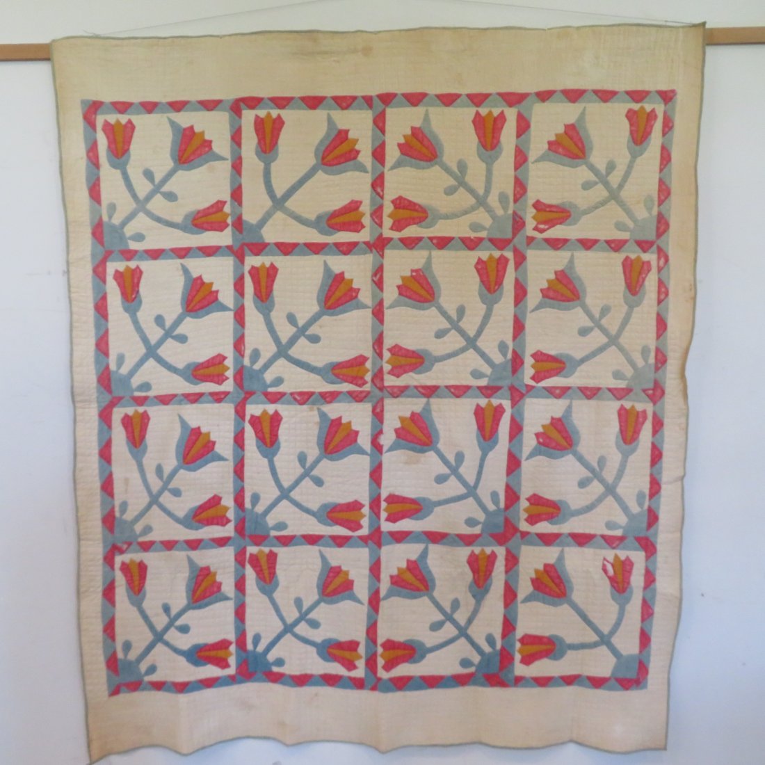 Tulip applique quilt signed & dated Meuller 1872 (1 of 3)