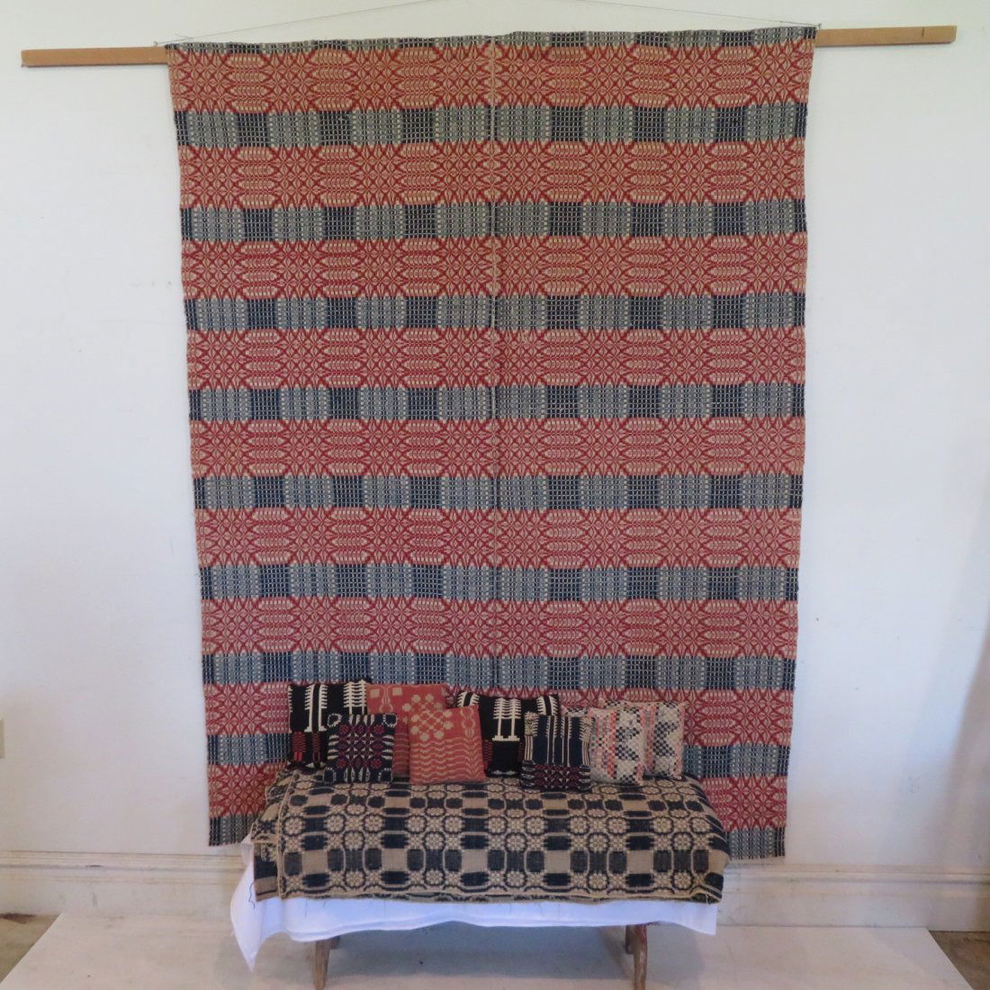 2 early coverlets and 8 pillows (1 of 3)