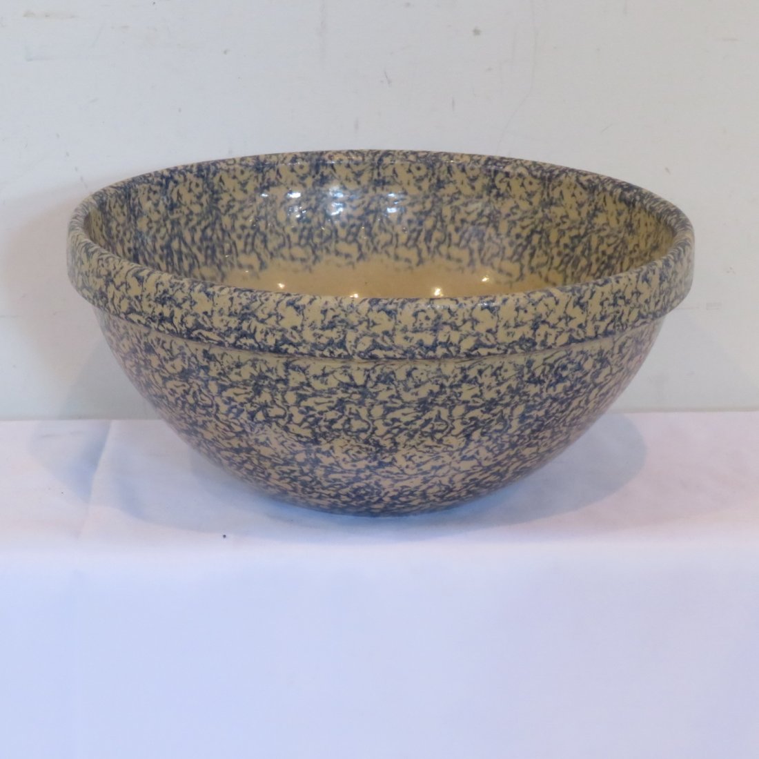 Huge blue spongeware crock bowl (1 of 4)