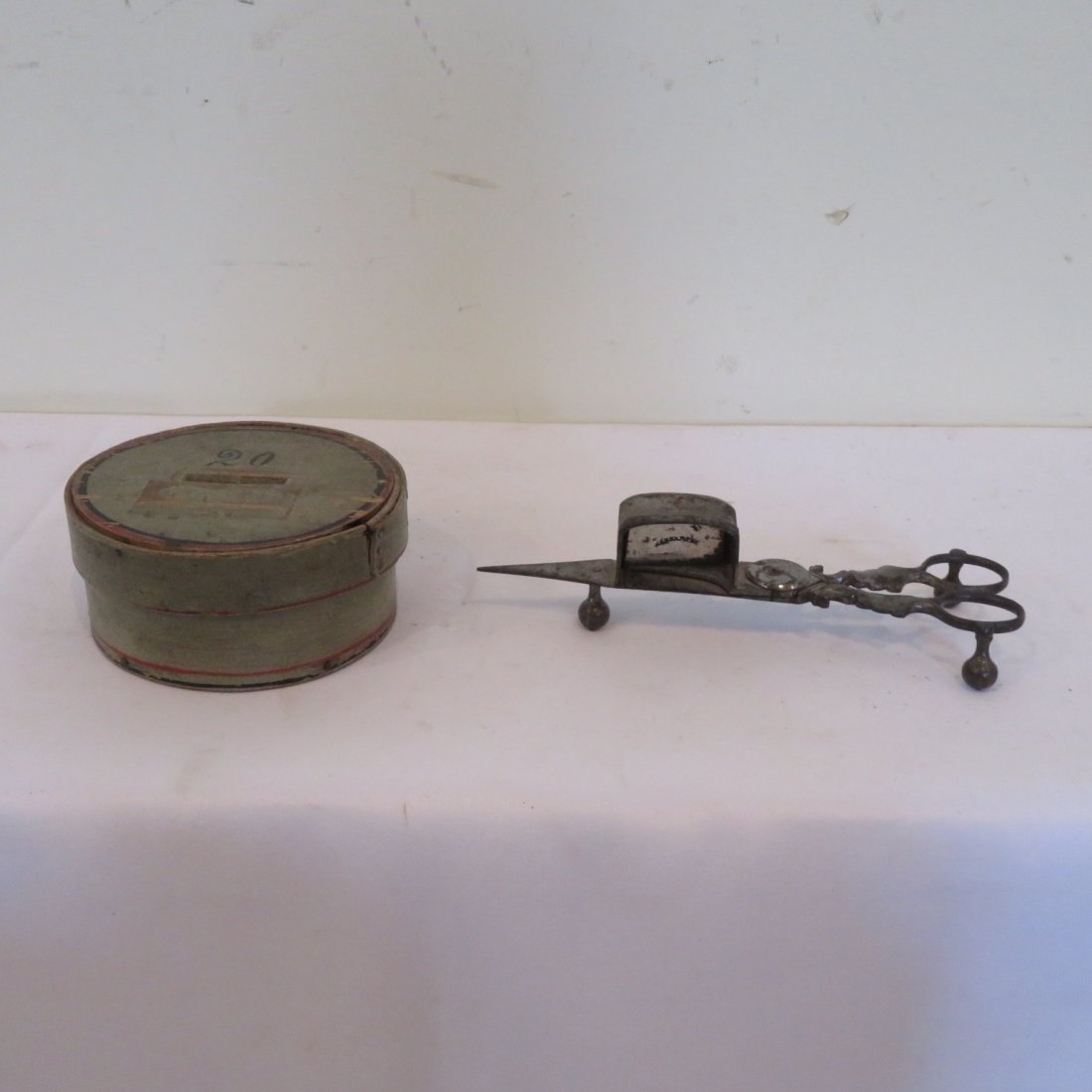 1 painted wood pantry box and 1 wick trimmer (1 of 5)