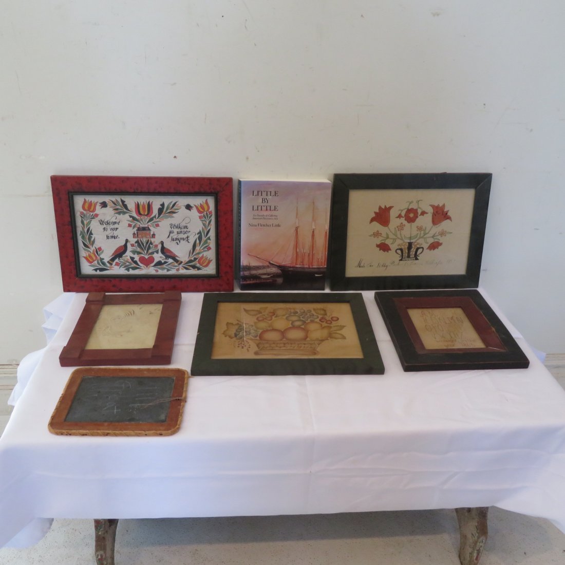 5 framed items, 1 paperback book, 1 slate chalkboard (1 of 8)