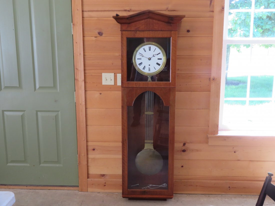 Mahogany jeweler regulator wall clock (1 of 9)
