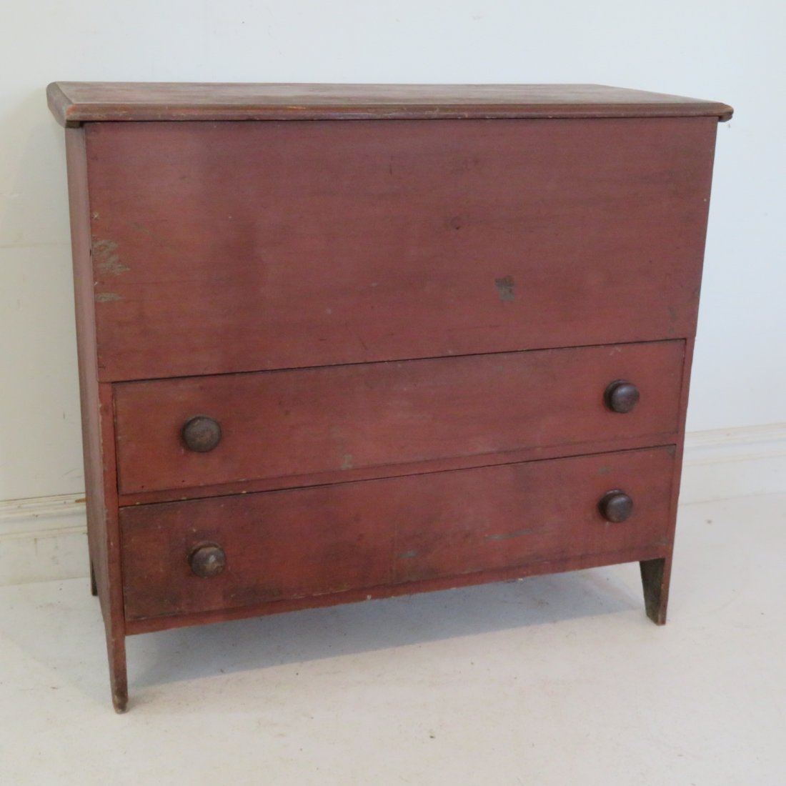 New England 2 drawer blanket chest original red paint (1 of 6)