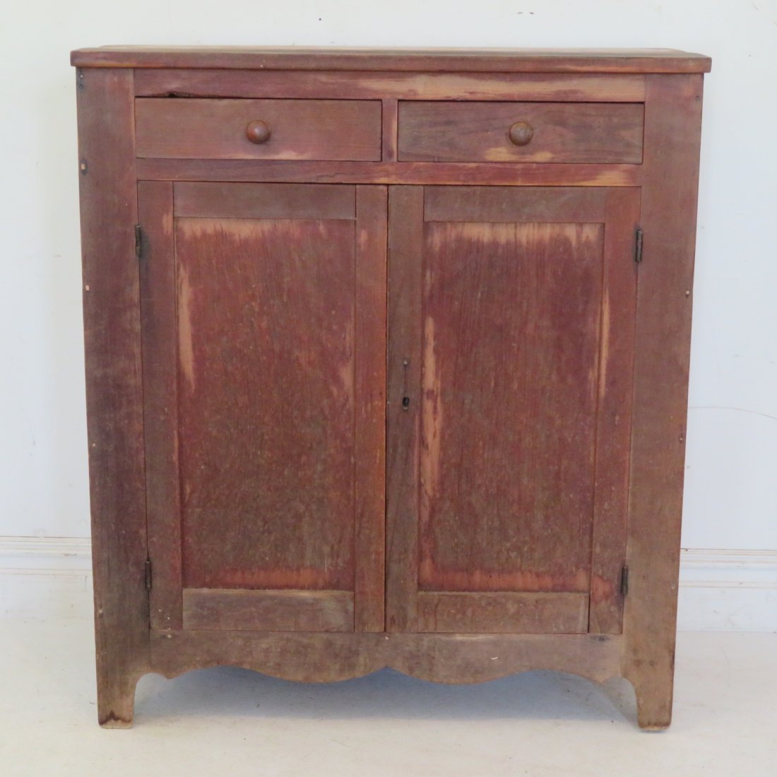 Cherry jelly cupboard in old worn red paint (1 of 7)