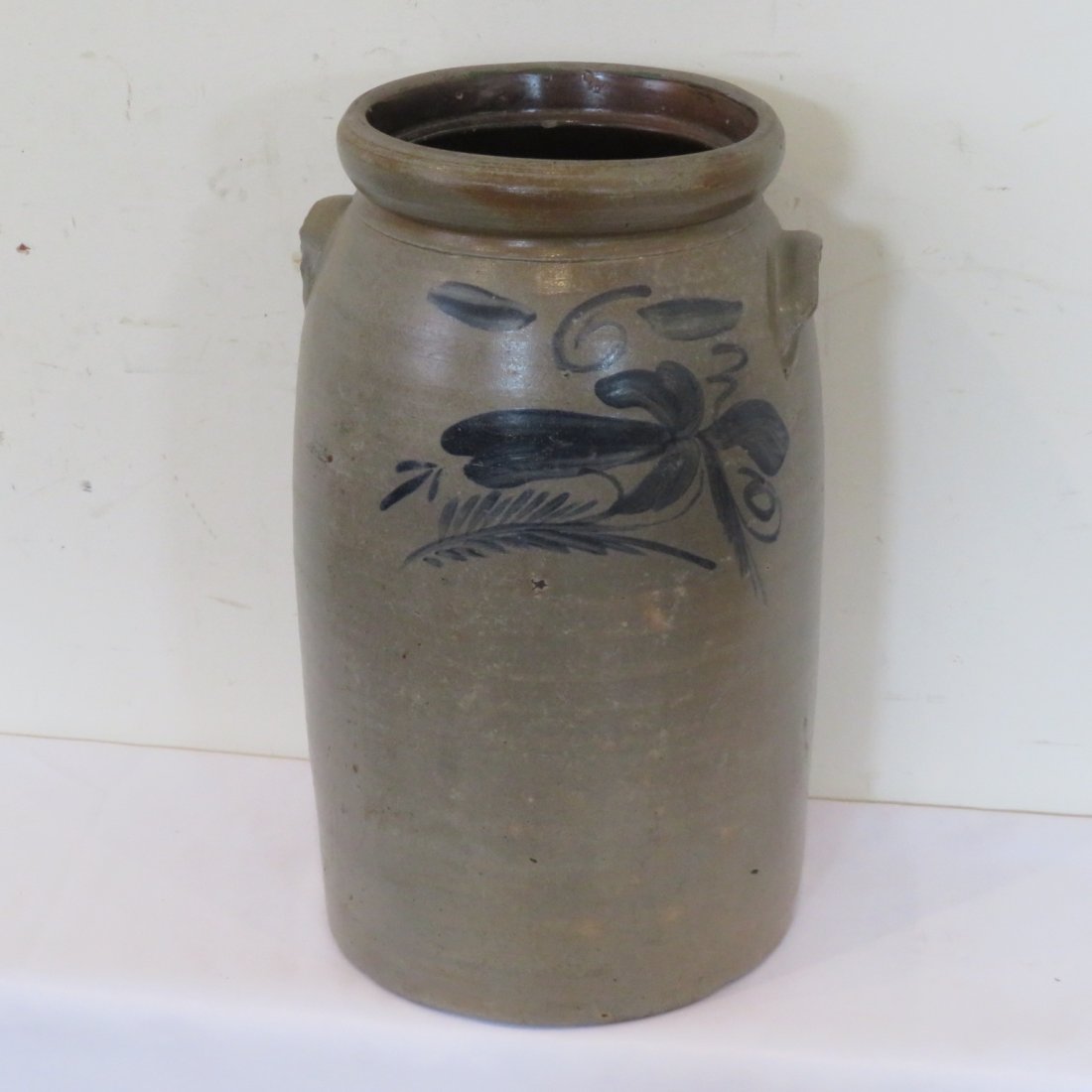 Blue decorated stoneware churn (1 of 6)