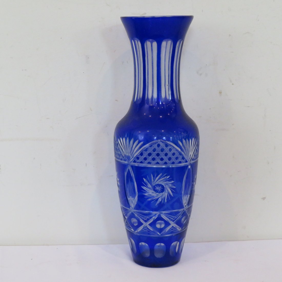 Cobalt cut to clear large vase (1 of 3)
