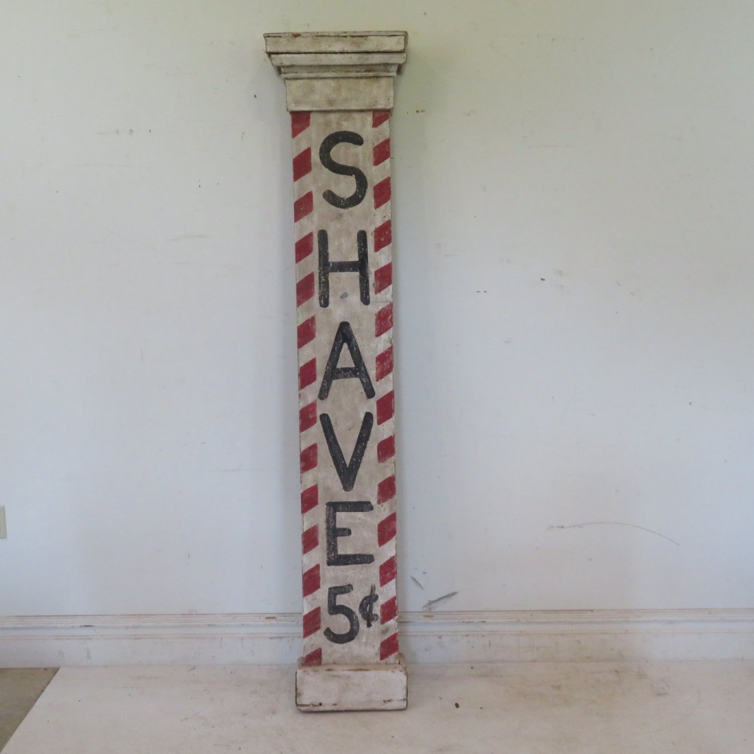 Wood "Shave 5 cents" barber sign (1 of 8)