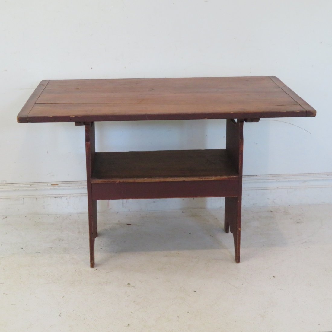 Red painted pine early hutch table (1 of 6)